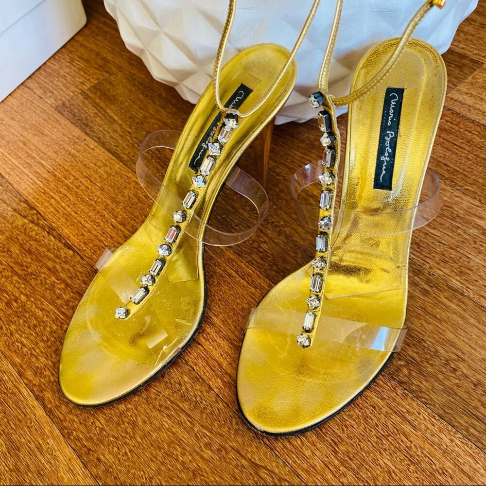 MARIO BOLOGUA Crystal Beads Clear Straps Fits size 8 (EU38)